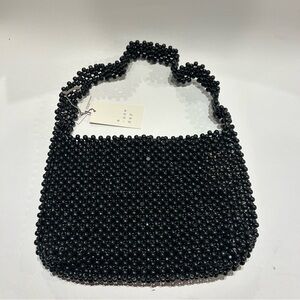 Black Beaded Women's Bag  A New Day wooden beaded shoulder handbag  NWT